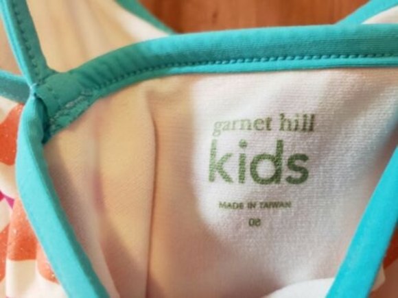 Garnet Hill Kids One-Piece Swimsuit Girls 8 Chevron Pattern - Picture 6 of 16